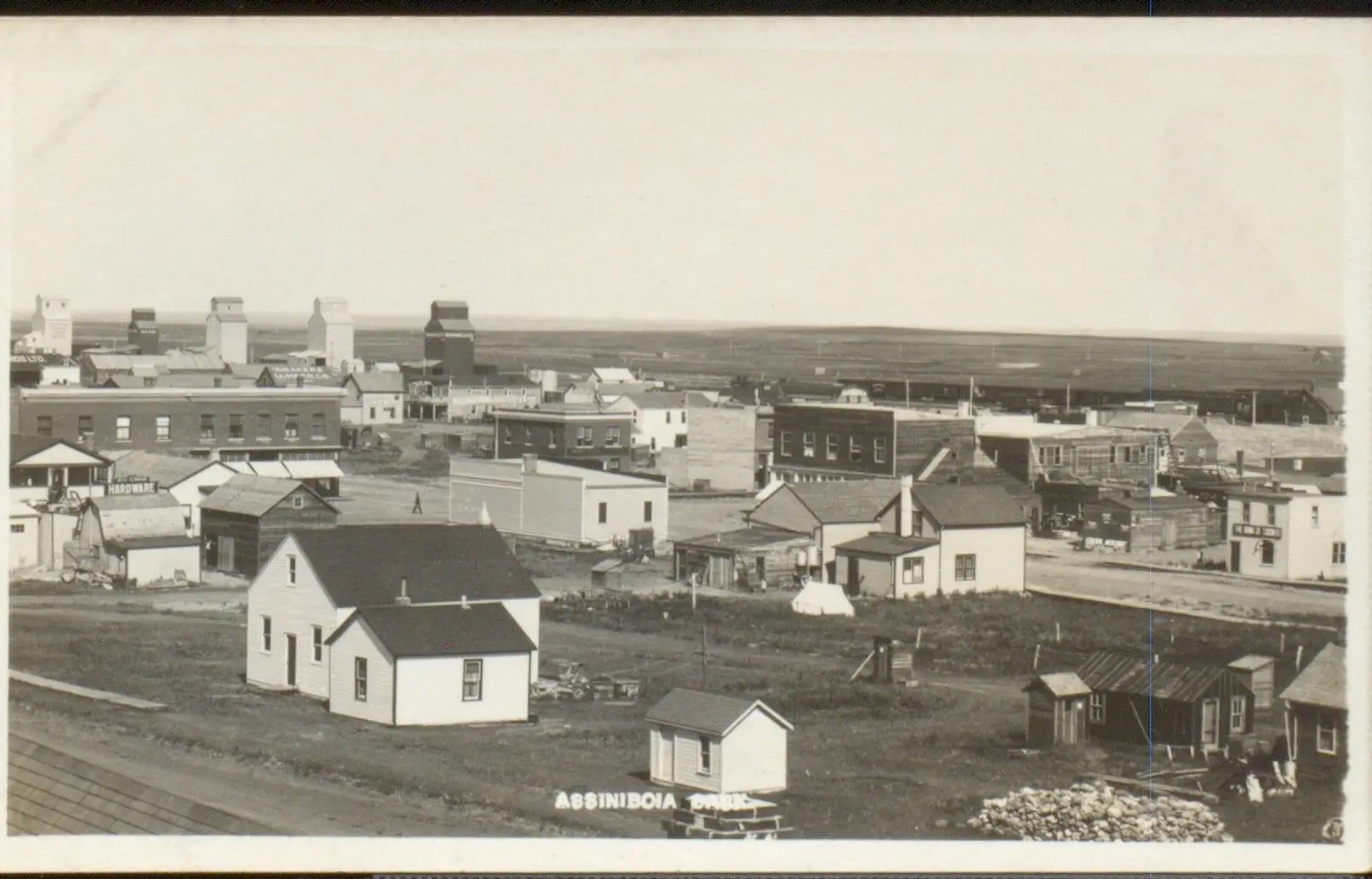 Overview of Assiniboia with grain elevators